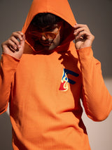 Orange Waflle Raw Edge Monogram Hoodie Sweatshirts Fugazee 