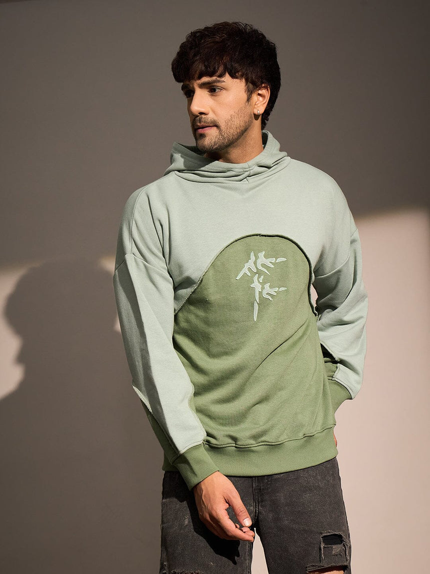 Mineral Green Super Baggy Cut & Sew Hoodie Sweatshirts Fugazee 