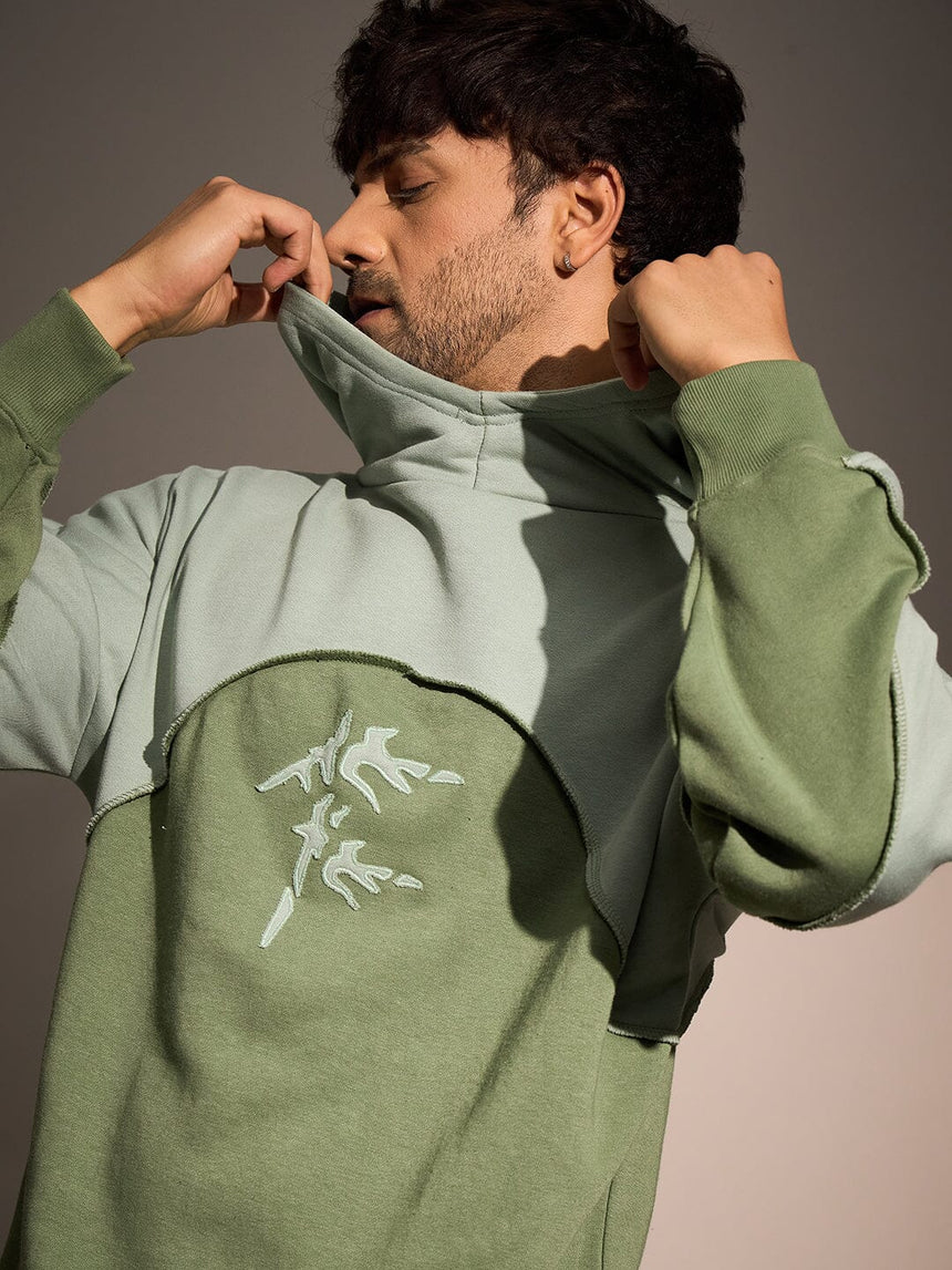 Mineral Green Super Baggy Cut & Sew Hoodie Sweatshirts Fugazee 