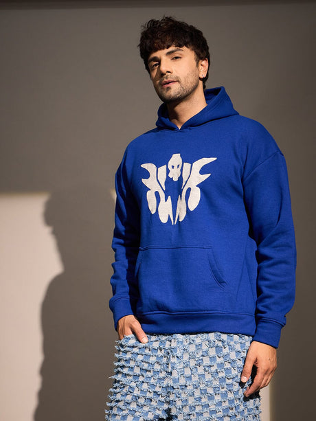 Royal Blue Embroidery Oversized Hoodie Sweatshirts Fugazee 