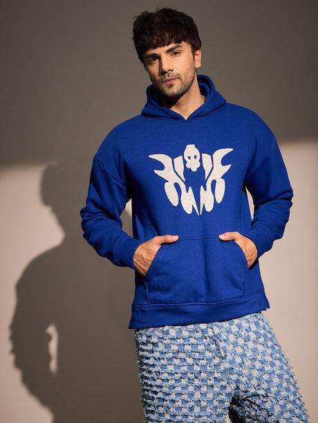 Royal Blue Embroidery Oversized Hoodie Sweatshirts Fugazee 