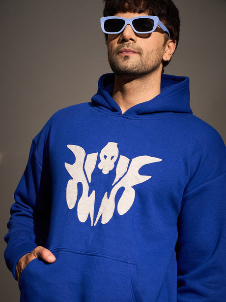 Royal Blue Embroidery Oversized Hoodie Sweatshirts Fugazee 