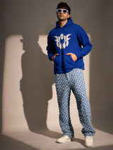 Royal Blue Embroidery Oversized Hoodie Sweatshirts Fugazee 