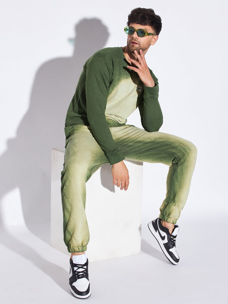 Olive Spray Tie Dye Sweatshirt & Jogger Combo Tracksuit Tracksuits Fugazee 