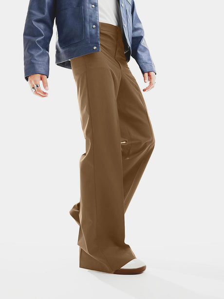 Tan Highwaisted Bell Bottom Trousers Trousers Fugazee 