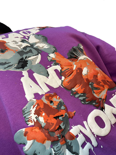 Purple Gold Fish Oversized Sweatshirt Sweatshirts Fugazee 