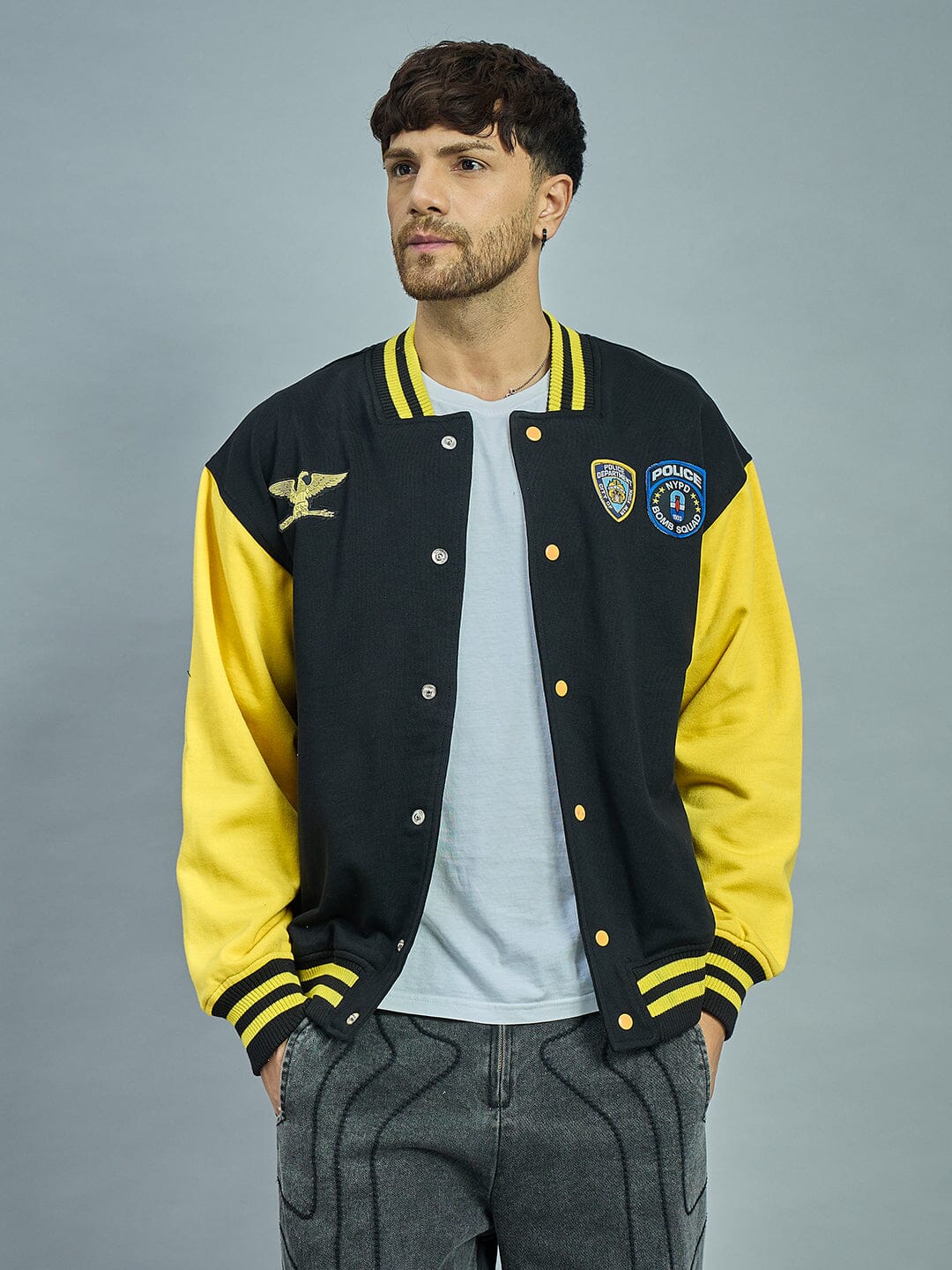 Black and Yellow Fleece Bomber Jacket Buy Men Jacket Fugazee FUGAZEE