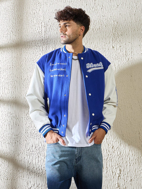 Royal Blue Statement Woollen Varsity Jacket Jackets Fugazee 