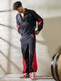 Black and Red Crinkle Cut and Sew Tracksuit Tracksuits Fugazee 