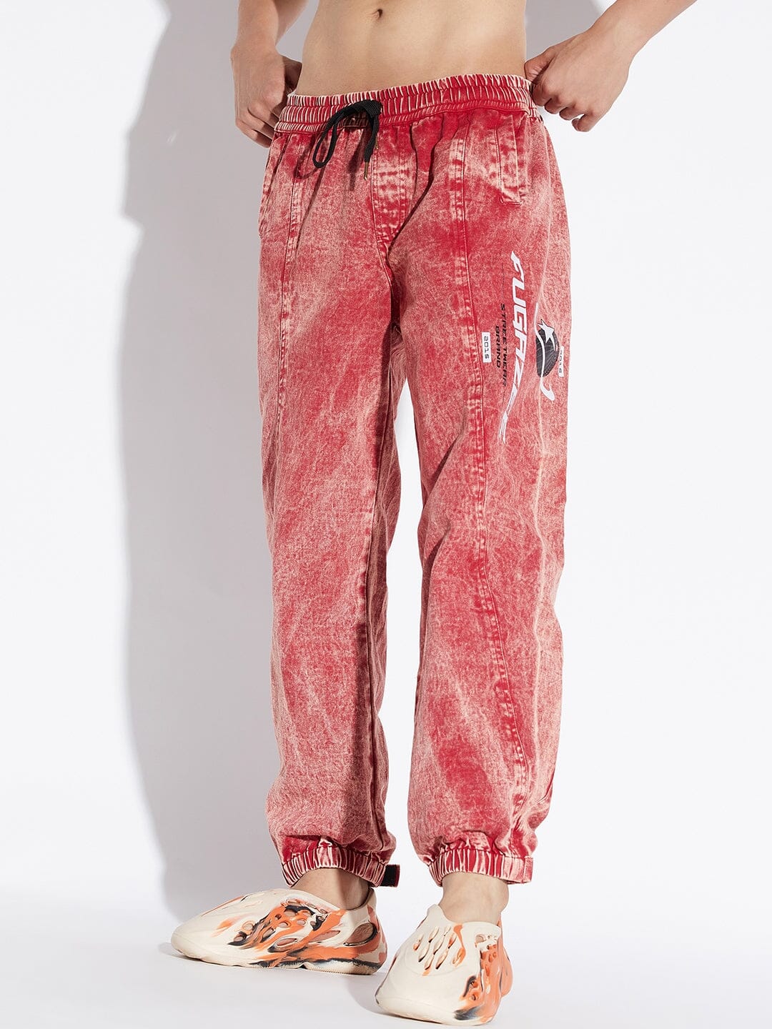 Acid Wash Relaxed Fit Popper Cord Pants