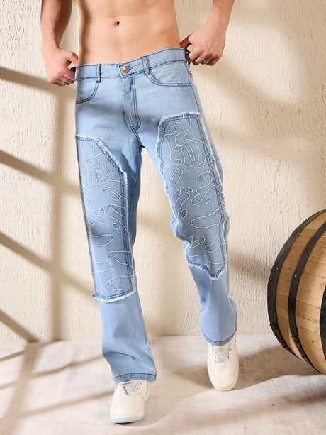 Ice Embroidered Panel Carpenter Denim Jeans Fugazee 