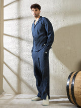 Navy Pinstriped Cuban Shirt and Boot Cut Trackpants Clothing Set Clothing set Fugazee 