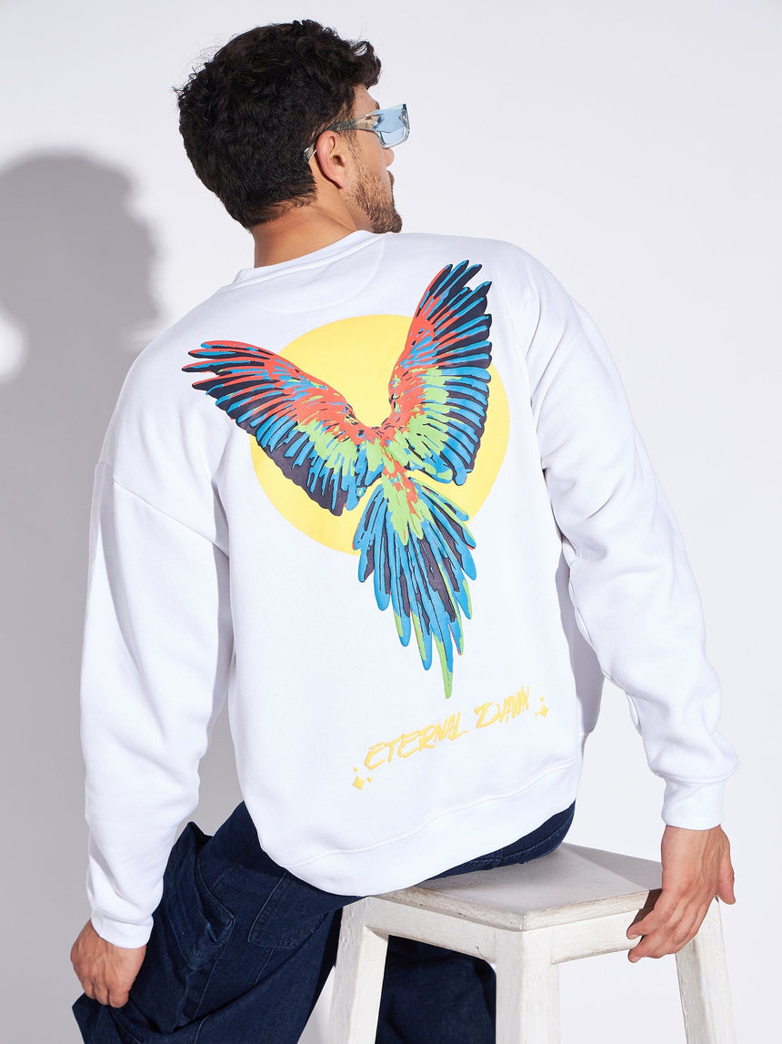 White Macaw Oversized Sweatshirt Sweatshirts Fugazee 