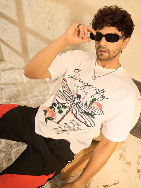 White Drangon Fly Oversized Graphic Tshirt T-shirts Fugazee 