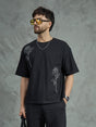 Black Rose Embroidery Oversized Tee T-shirts Fugazee 