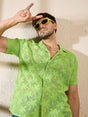 Lime Green Plam Sheer Cuban Shirt Shirts Fugazee 