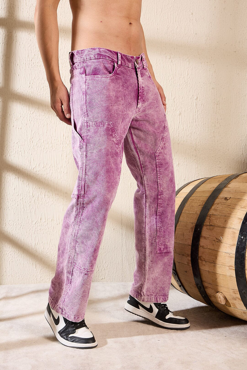 Purple Cord Dyed Carpenter Pants Trousers Fugazee 