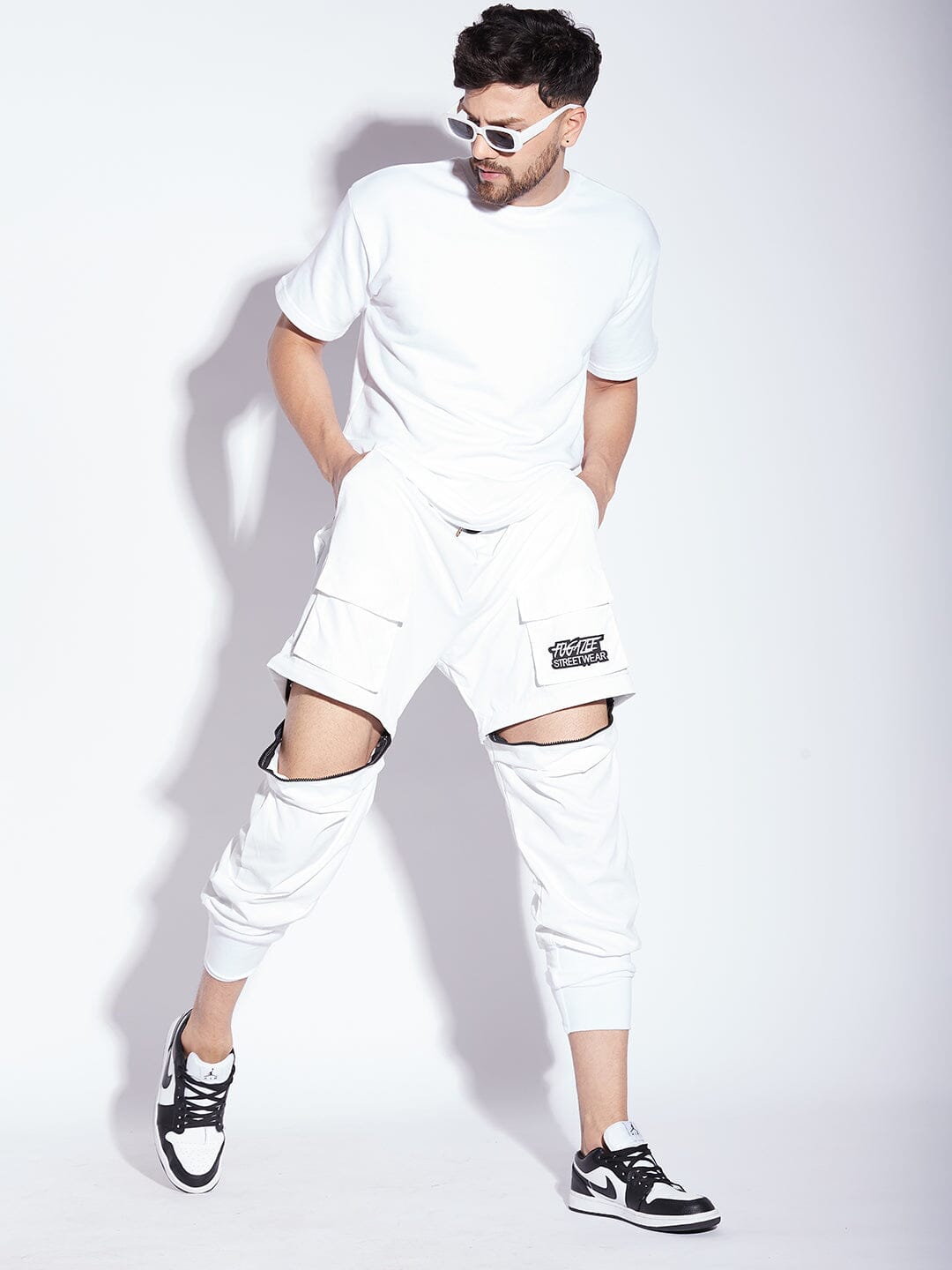 Mens white 2025 jogger shorts