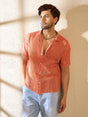 Apricot Dyed Lace Cuban Shirt Shirts Fugazee 