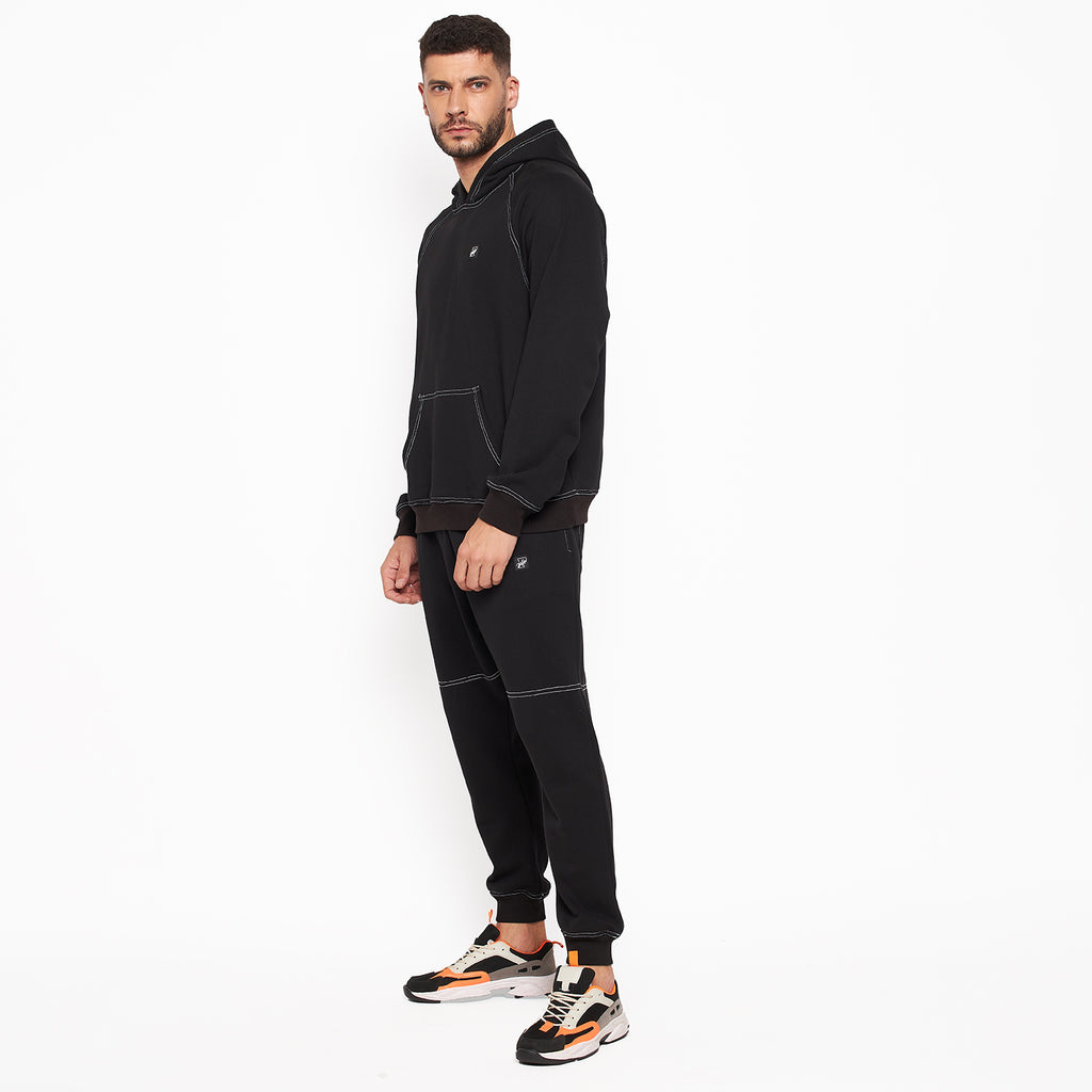 Black Oversized Contrast Stitch Combo Tracksuit | Buy Matching Set ...