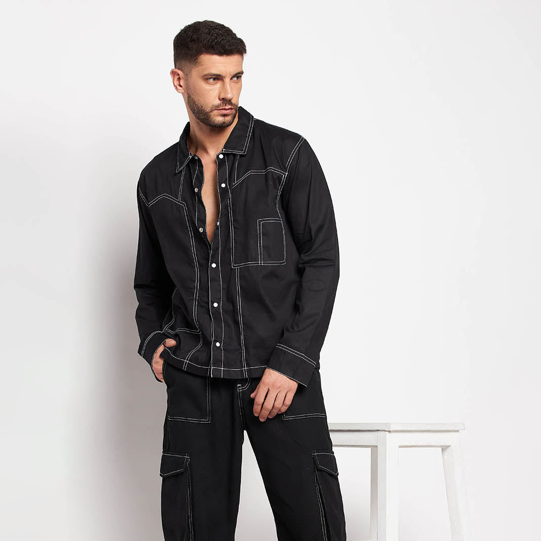 Black contrast stitch cargo 2024 pants