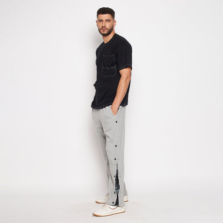 Grey Flared Snapbutton Joggers Trackpants Fugazee 