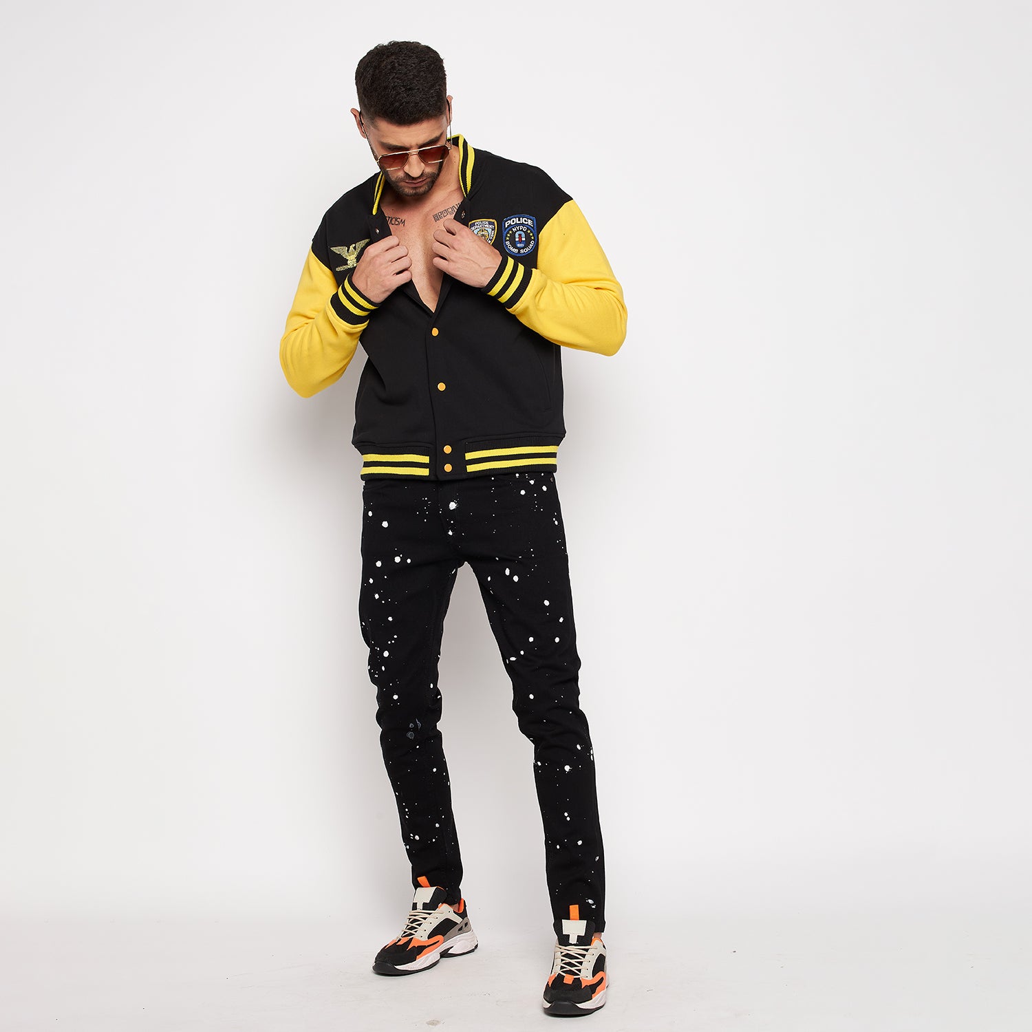 Black and outlet yellow bomber jacket