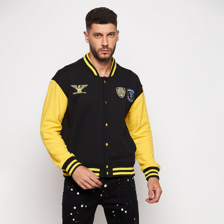 Black and Yellow Fleece Bomber Jacket Jackets Fugazee 