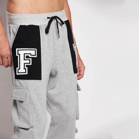 Grey Fleece Varsity Oversized Sweatshirt and Joggers Clothing Set Tracksuits Fugazee 