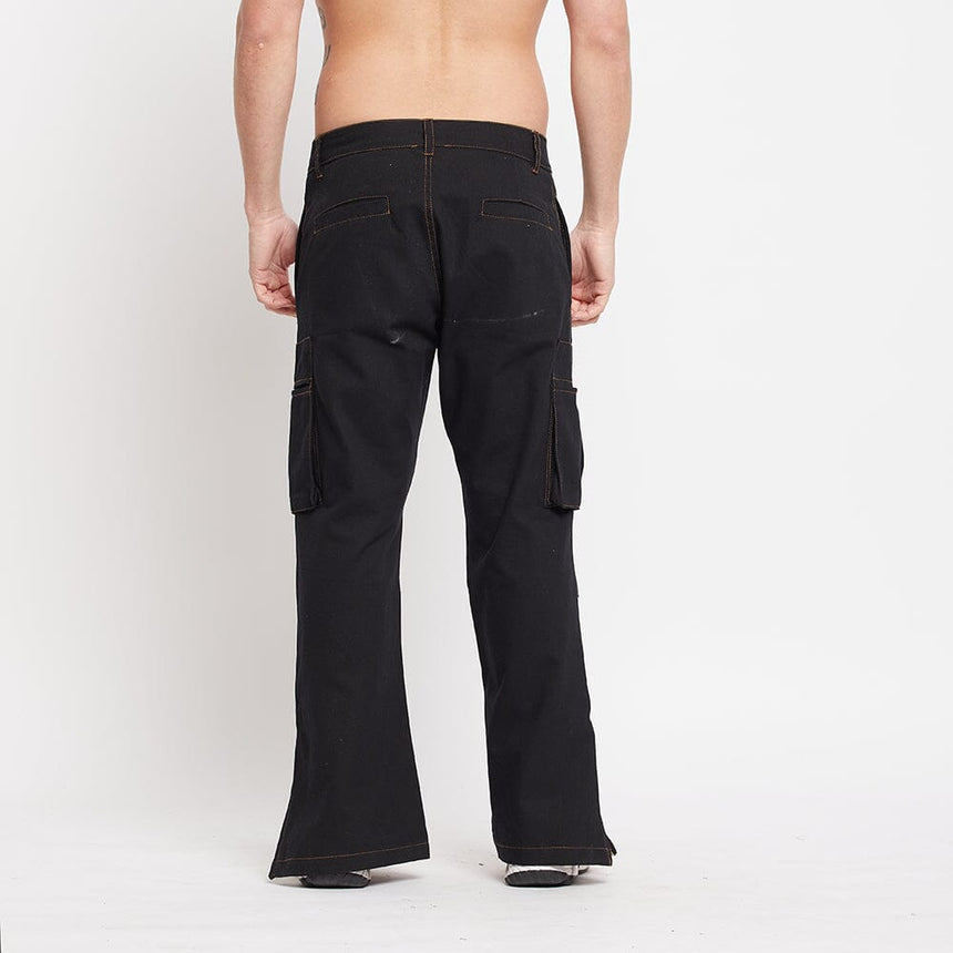 Long flared cargo jeans