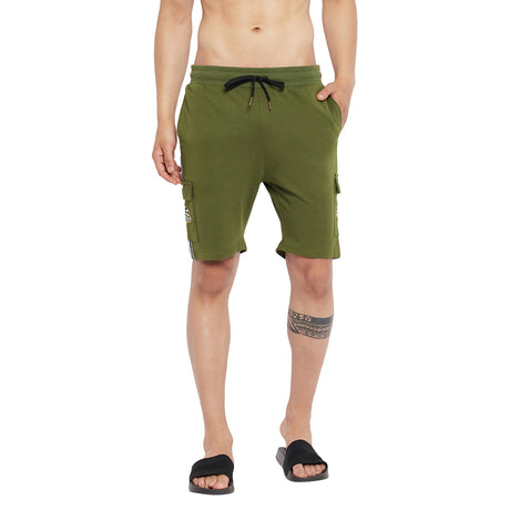 Olive Taped Patch Shorts Shorts Fugazee 