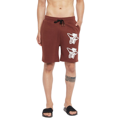 Brown Oversized Headache Printed Shorts Shorts Fugazee 