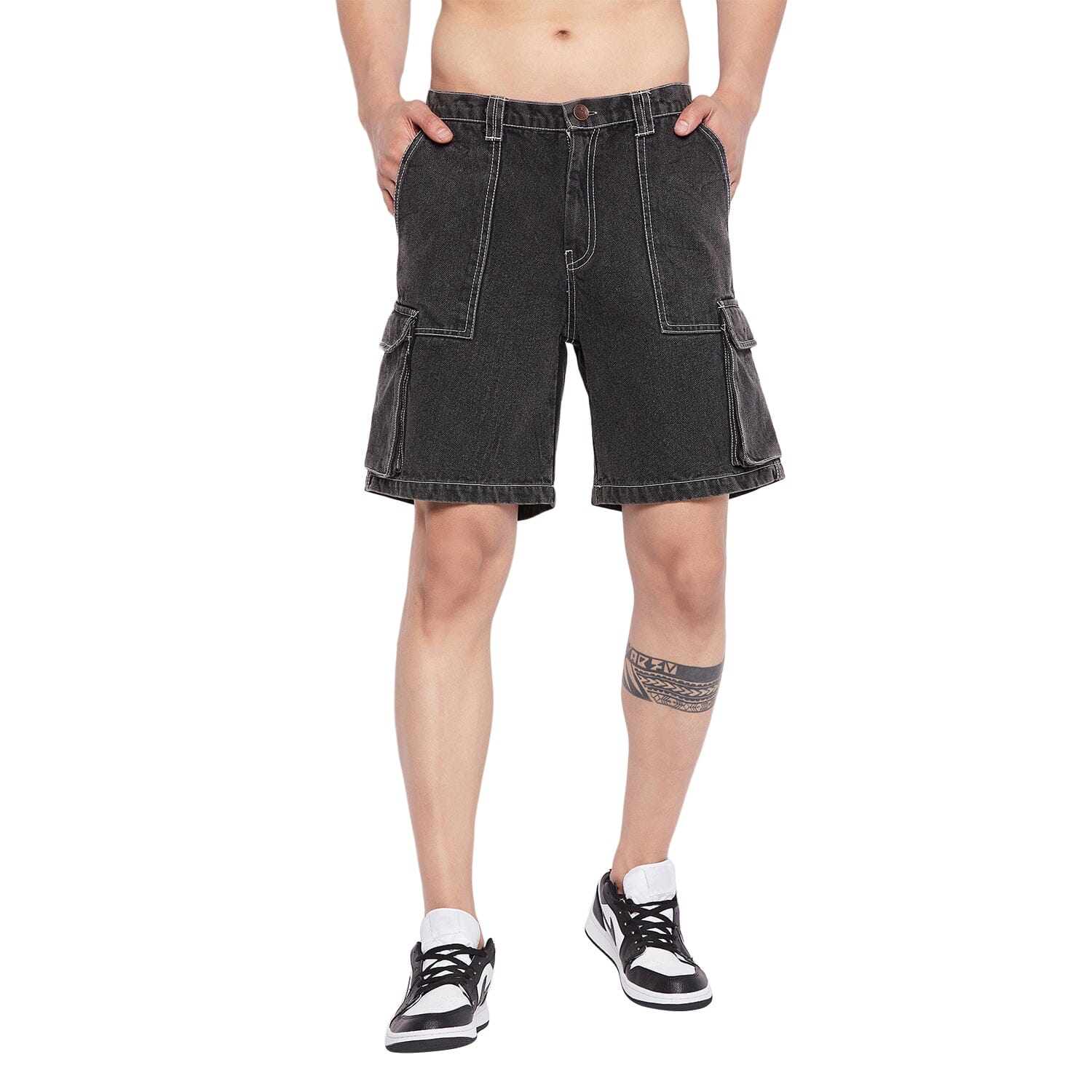 Men's denim shorts - grey W221 | MODONE wholesale - Clothing For Men