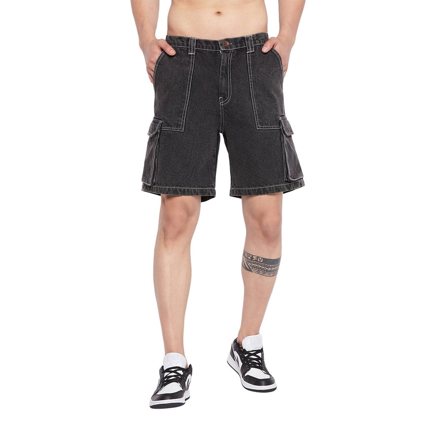 Grey Washed Carpenter Cargo Denim Shorts Shorts Fugazee 