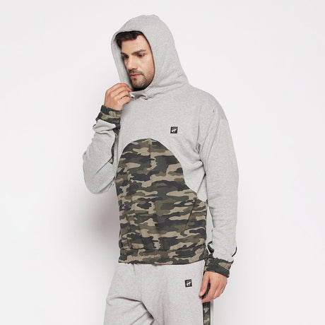 Grey Camo Cut-Sew Hoodie Sweatshirt Sweatshirts Fugazee 