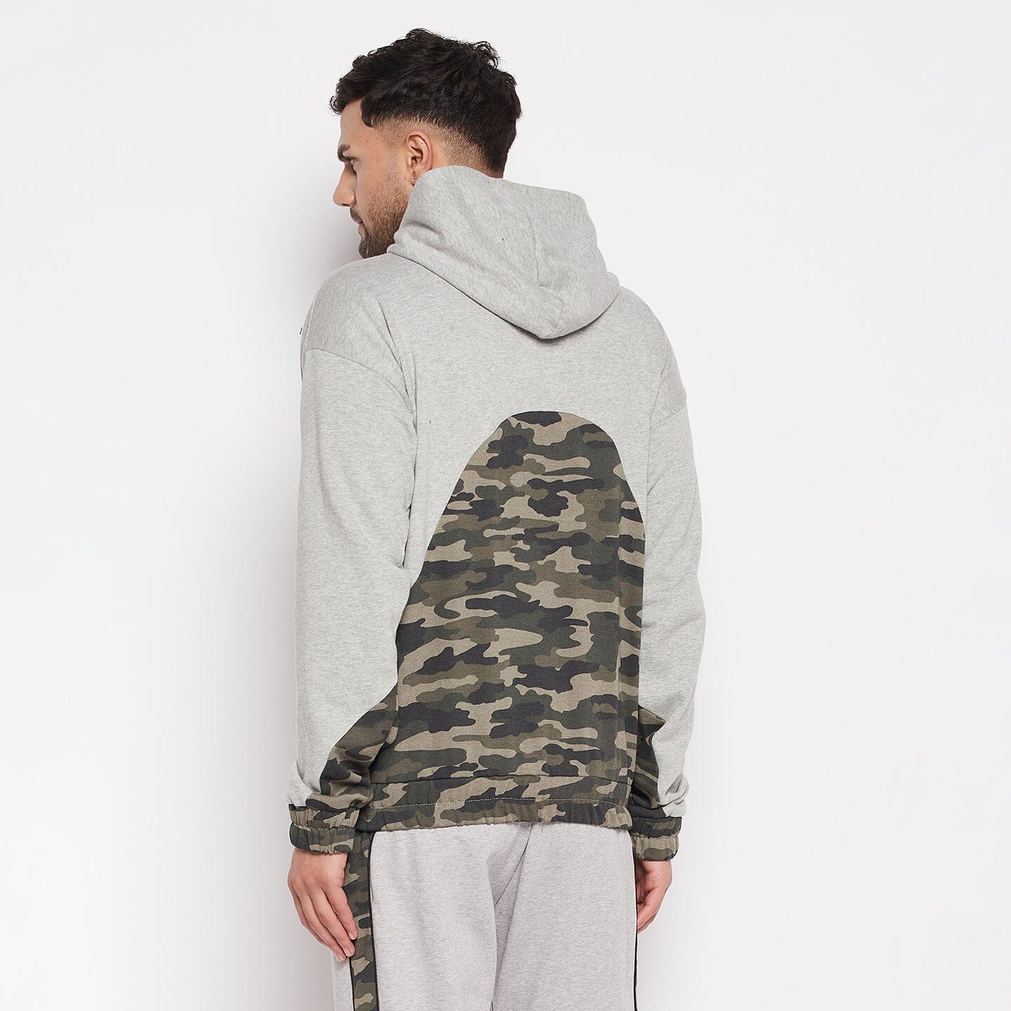 Man cut and sew panel hooded sweatshirt best sale