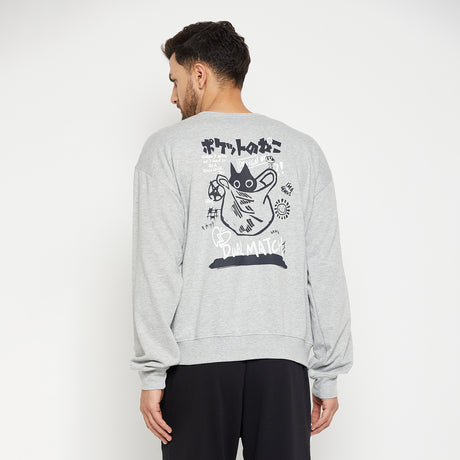 Grey Graphic Oversized Sweatshirt Sweatshirts Fugazee 