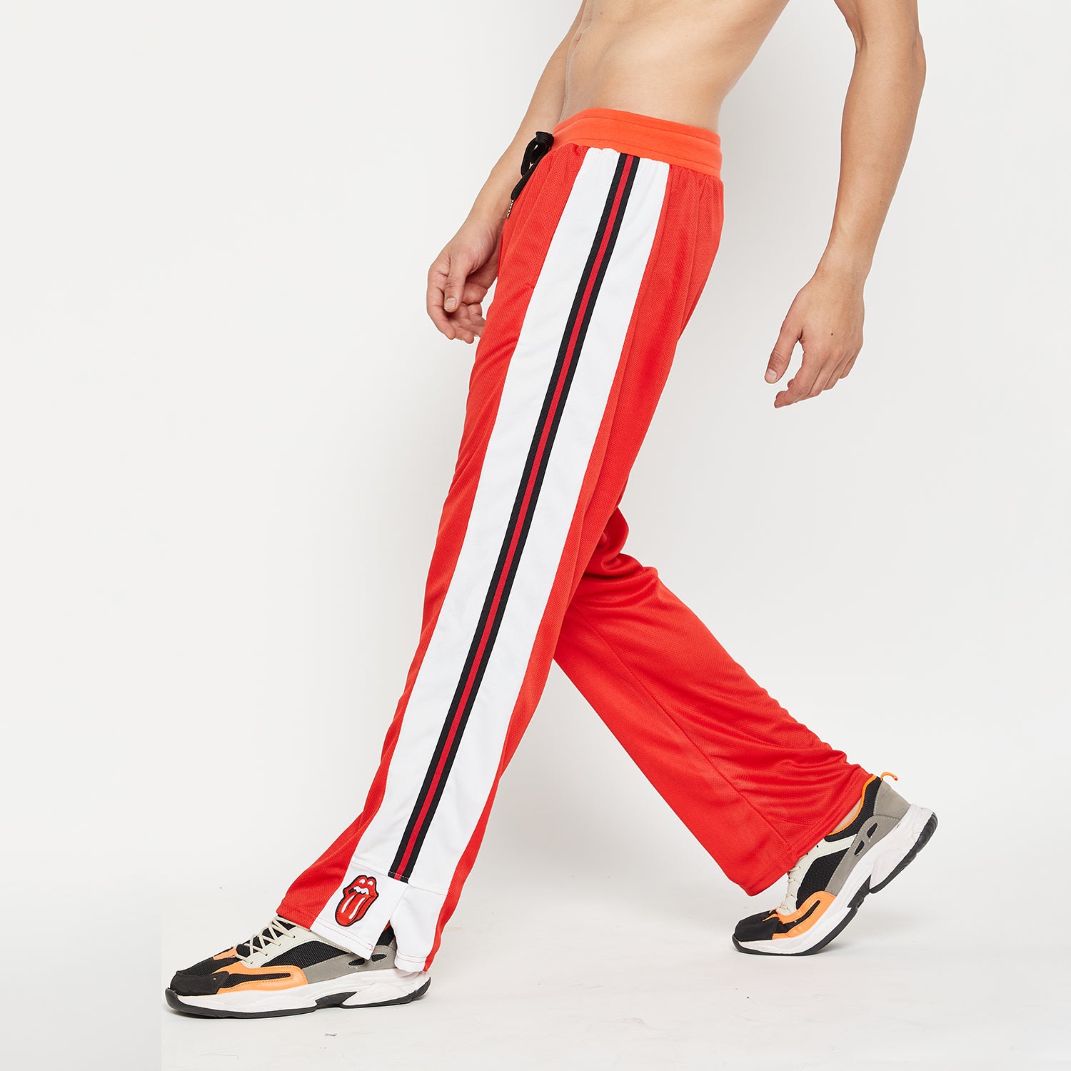Premium Side Stripe Zip Pocket Track Pants RedWhite  Track pants women  Side stripe Black pants