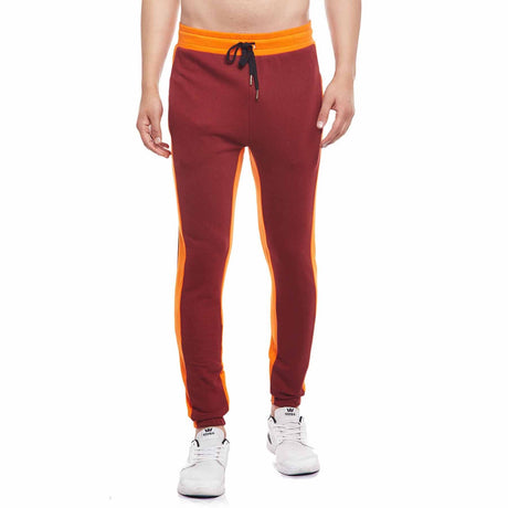 Wine Contrast Zipped Joggers Joggers - Fugazee