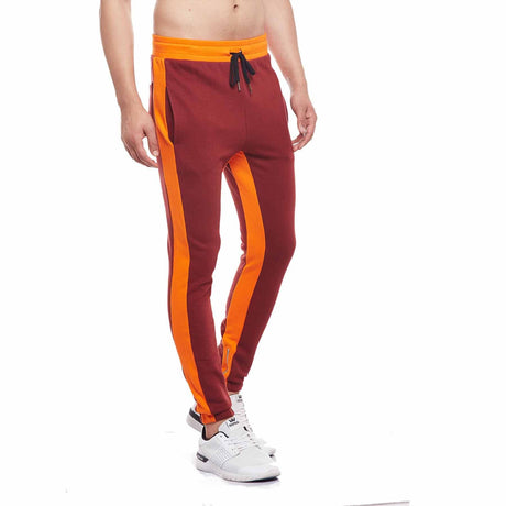 Wine Contrast Zipped Joggers Joggers - Fugazee