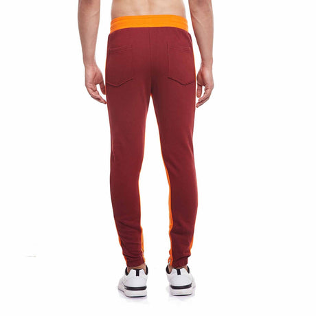 Wine Contrast Zipped Joggers Joggers - Fugazee