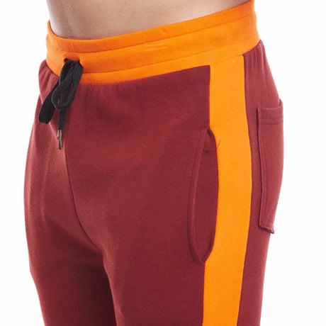 Wine Contrast Zipped Joggers Joggers - Fugazee