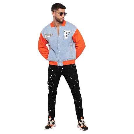 Indigo Orange Varsity Jacket Jackets Fugazee 