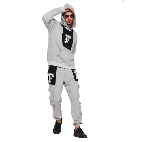 Grey Fleece Varsity Oversized Hooded Sweatshirt Sweatshirts Fugazee 