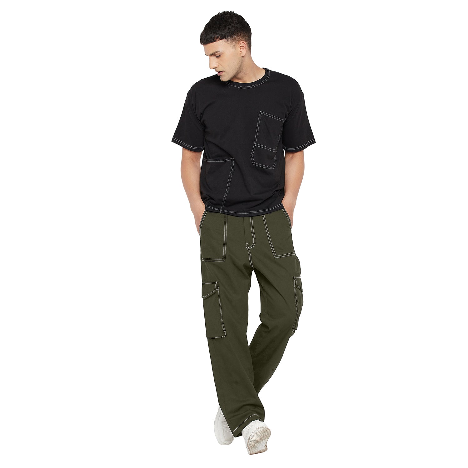 Mens Back Side Patched Pocket Half Elastic Waistband Causual Trousers Cargo  Pants  China Elastic Waistband Pants and Slim Pants price   MadeinChinacom