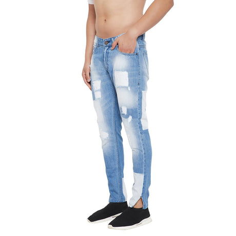 Indigo Laser-Block Boot-Cut Denim Jeans Fugazee 