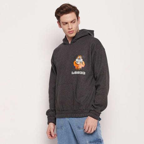 Charcoal Loser Graphic Hooded Sweatshirt Sweatshirts Fugazee 