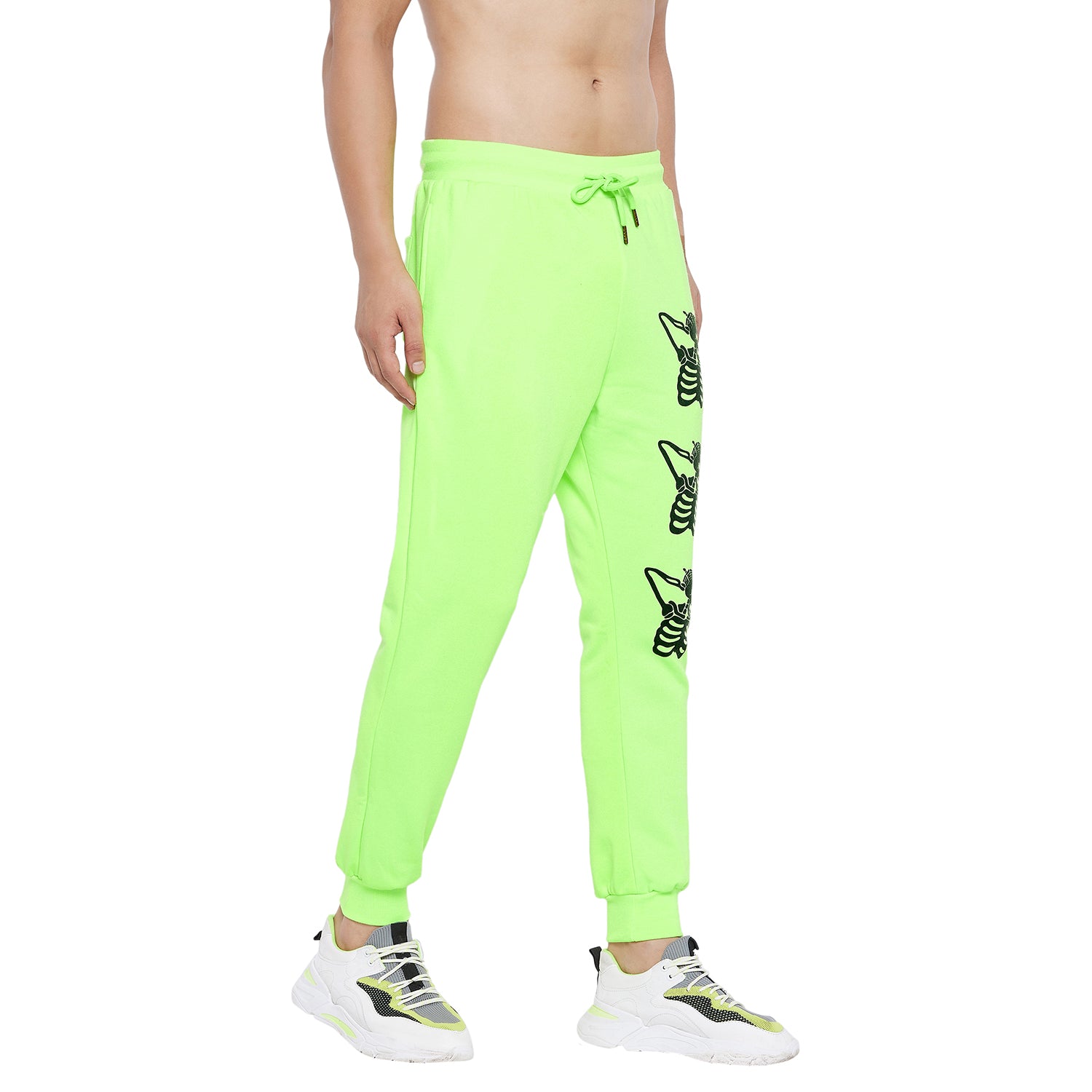 Neon Green Skeleton Print Oversized Sweatpants Buy Men Trackpants