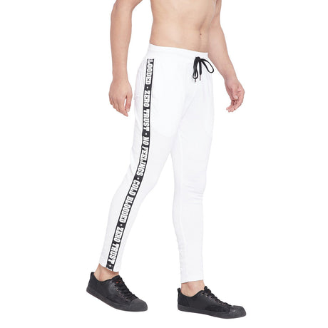 White Taped Sweatpants Joggers - Fugazee