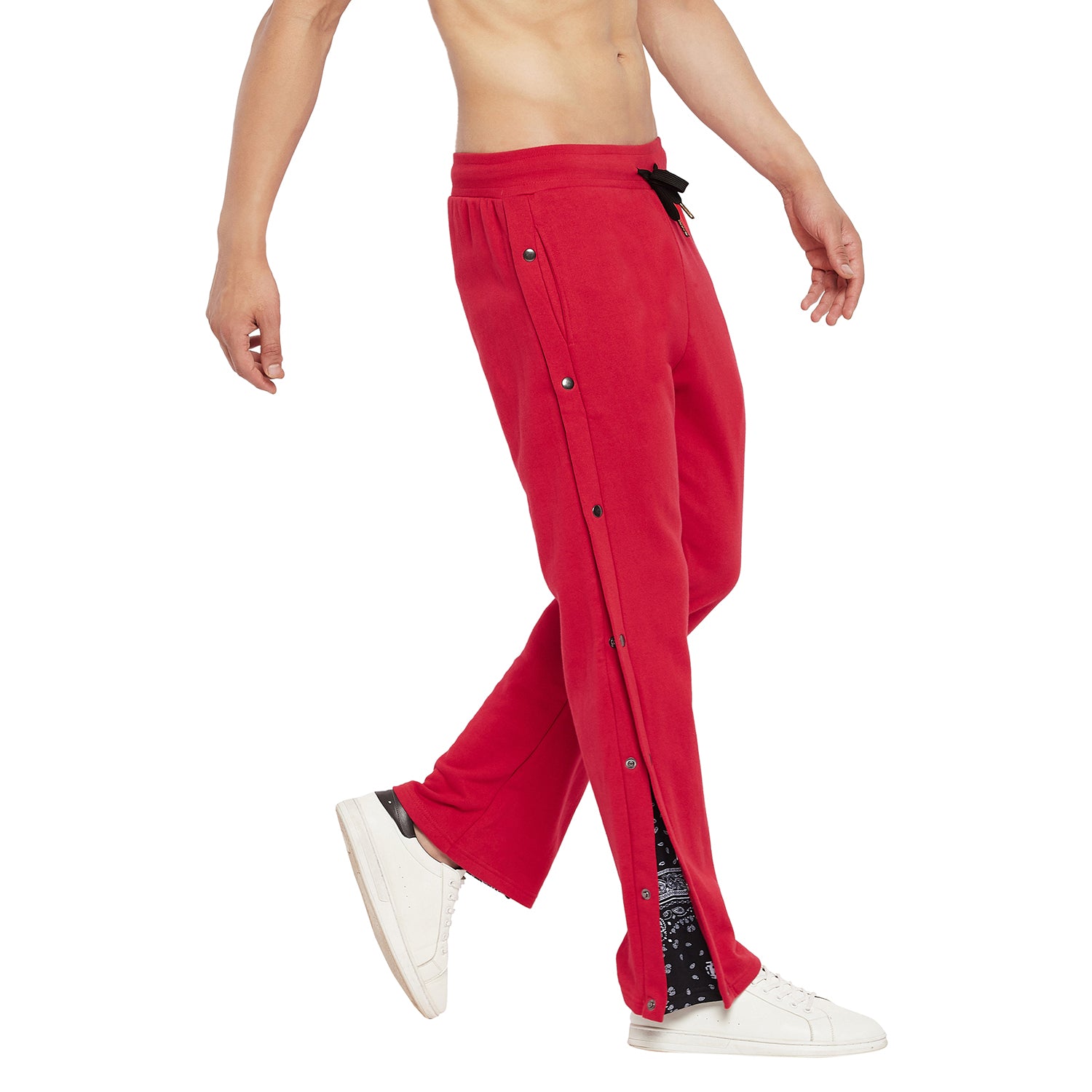 Red Flared Snap Button Trackpants  Buy Men Trackpants  Fugazee  FUGAZEE